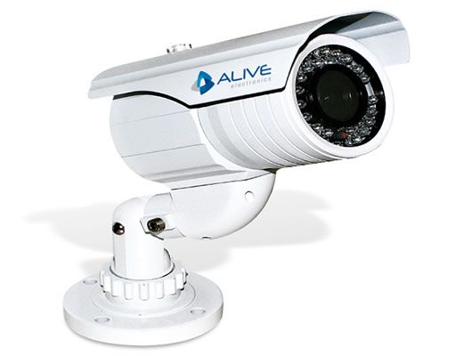 Vista Frontal - Câmera Infrared CCD 1/3´´ Sony 420 linhas 0 lux Lente varifocal 9~22mm - AL-CIR360