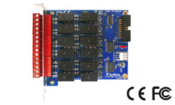 Suportando 12 saídas relé o GV-IO 12-Out Card foi projectado para funcionar com GV-NET/IO para fornecer um interface para dispositivo externos como alarmes e cancelas